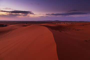 Fototapeta na wymiar Sunrise in the Sahara desert, Morocco.