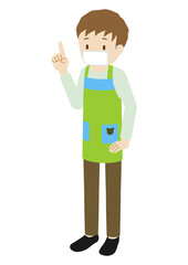 Illustration of a male nursery teacher standing