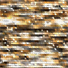 Seamless golden texture of fabric with sequins