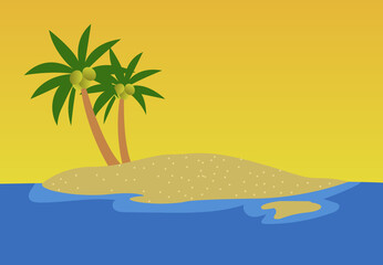 Fototapeta na wymiar Tree palm vector sunrise , vector illustration island emblem isolated , summer beach object sea vocation background 
