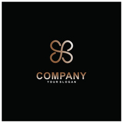Luxurious Geometric Abstract Flower Logo. Creative Logo Design Template. Isolated on a Dark Background.