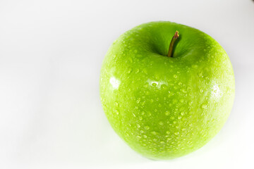 fresh green apple On white background