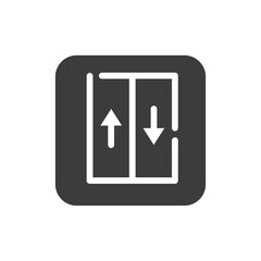 Elevator black glyph icon. Moving staircase which carries people between floors of a building. Pictogram for web page, mobile app, promo. UI UX GUI design element. Editable stroke