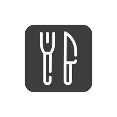 Fototapeta premium Restaurant roadsign black glyph icon. Public navigation. Pictogram for web page, mobile app, promo. UI UX GUI design element. Editable stroke