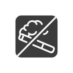 No smoking black glyph icon. Forbidden sign. Pictogram for web page, mobile app, promo. UI UX GUI design element. Editable stroke