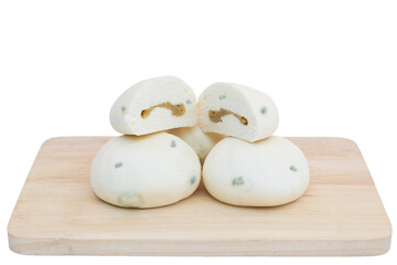 Chinese steam buns mouldy on white with clipping path 
