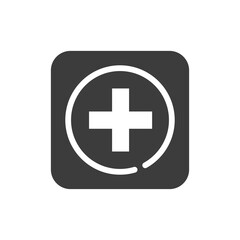Health-care black glyph icon. Medical help. Pictogram for web page, mobile app, promo. UI UX GUI design element. Editable stroke.