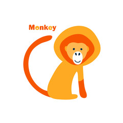 vector monkey marmoset wild animal cute childish illustration