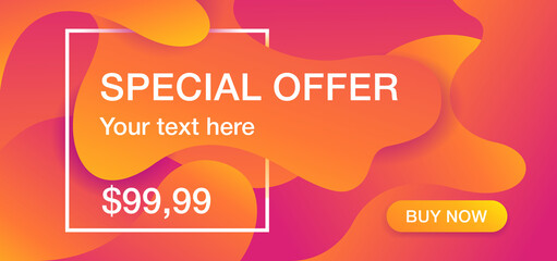 Seasonal sale special offer banner or flyer template - autumn abstract background, sample text for headline, offers, price and Buy Now button