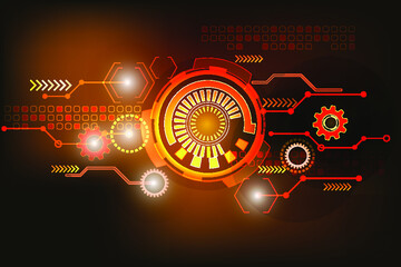Technology abstract background , orange color theme