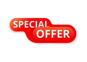 Special offer button in bright abstract design - web site decorative active element - isolated vector stiacker or tag