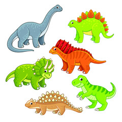 Cute colorful dinosaur set