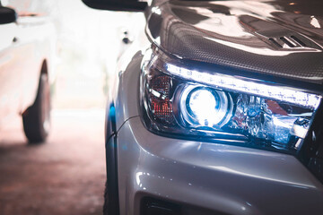 Fototapeta na wymiar Details of modern car headlights