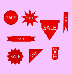 Set of sale labels, template. Blank labels, discount and price on paper. Special offer. Vintage. Vector illustration.