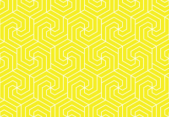 Abstract geometric pattern with stripes, lines. Seamless vector background. White and yellow ornament. Simple lattice graphic design