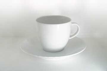 White coffee With a white tray On a white background image.