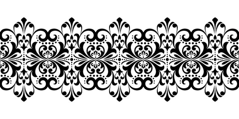 Wallpaper in the style of Baroque. Modern vector background. White and black floral ornament. Graphic pattern for fabric, wallpaper, packaging. Ornate Damask flower ornament