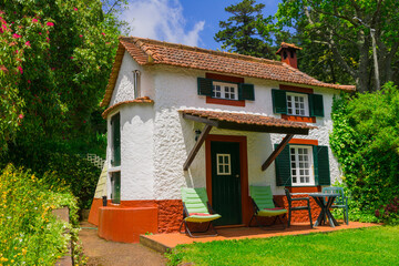 Traditional tiny Madeira house in Monte, Madeira, Portugal - obrazy, fototapety, plakaty
