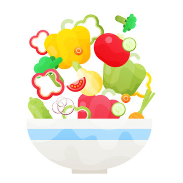 illustration of bowl full of fresh vegetable salad
