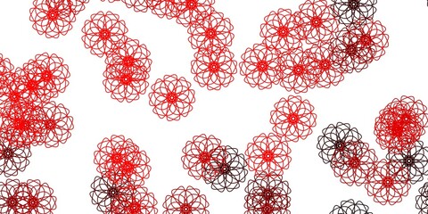 Light Orange vector doodle pattern with flowers.