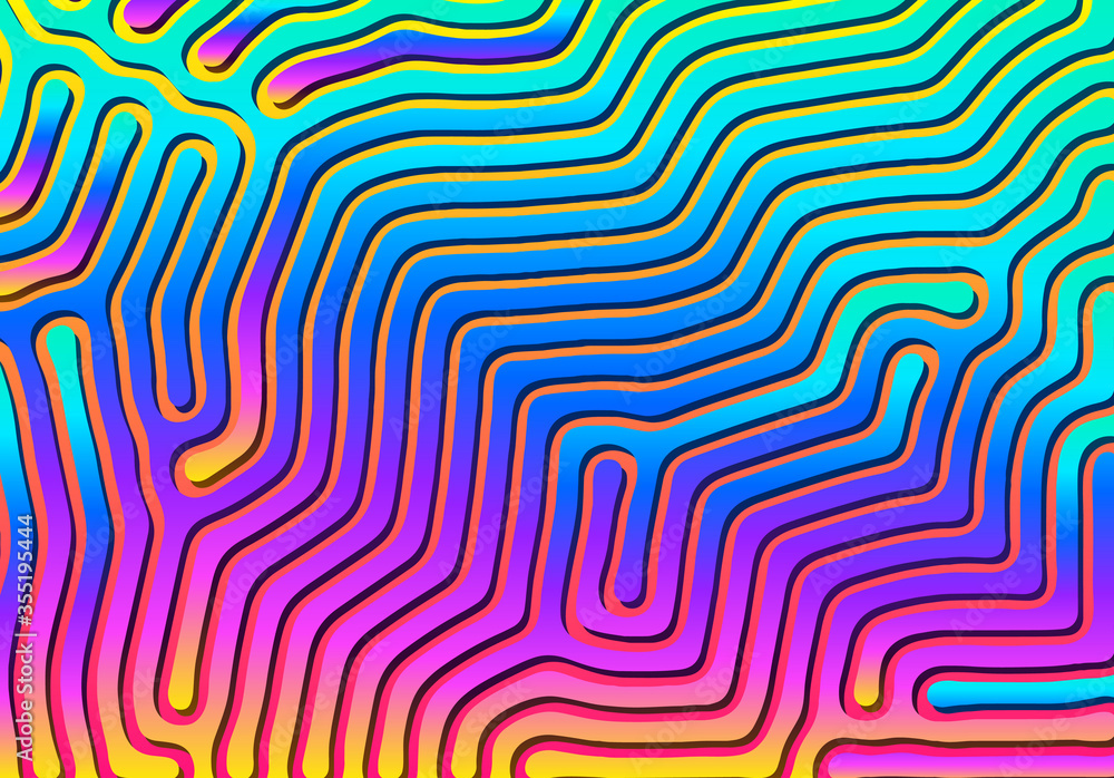 Aufkleber Abstract background with optical illusion generative pattern and vibrant fluid psychedelic colors