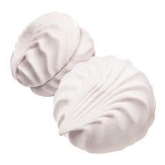 Pair of delicious zephyr marshmallows, isolated on white background