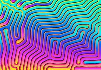 Abstract background with optical illusion generative pattern and vibrant fluid psychedelic colors