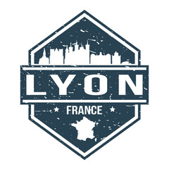 Naklejka premium Lyon Pisa Travel Stamp Icon Skyline City Design Tourism