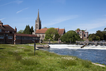 All Saints Church and The River Thames at Marlow, Buckinghamshire in the United Kingdom