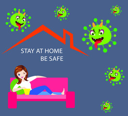 stay at home , be safe and fight with corona virus /covid- 19  concept