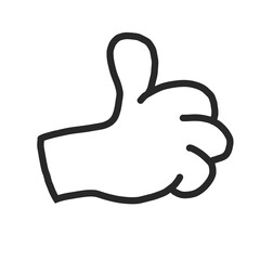 Fototapeta premium Hand line icon in a flat design style, isolated on a white background. the symbol of a great result is a finger raised up. for website and app design, posters and posters. gesticulation.
