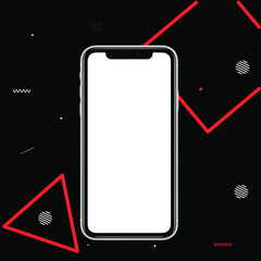 vector illustration of a mobile phone with red background