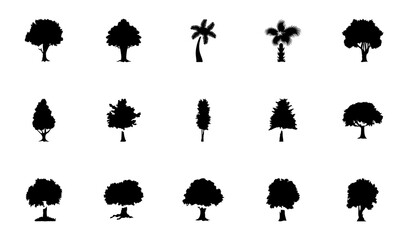 Fototapeta na wymiar Trees Glyph Vector Icons Pack