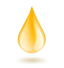 glossy yellow oil drop on white. vector