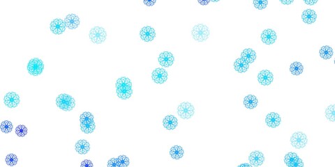 Light BLUE vector doodle template with flowers.