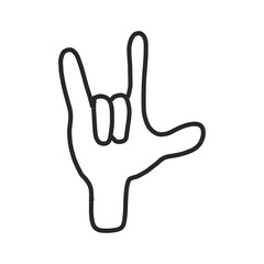 Hand line icon in a flat design style, isolated on a white background. symbol of doom.two fingers are raised up and two fingers are bent on the palm.for website and app design,posters. gesticulation.