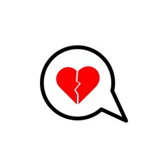 broken heart chat vector design template illustration