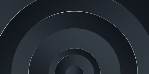 Dark black neutral circle line abstract background for presentation design