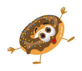 Funny Donut with eyes on white background, funny products series