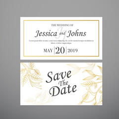 Wedding Invitation Card template, with leaf & floral background