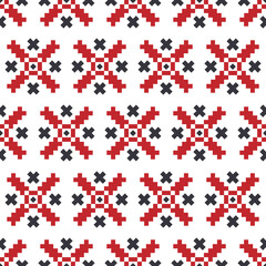Traditional Ukrainian pattern. Seamless pattern with embroidered shirt. Vector.