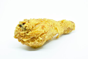 crispy fried chicken drum wing on white background