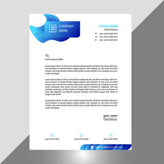 modern abstract letterhead design with clean blue shapes.