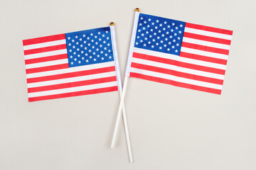 Festive background with US flags. US independence day concept.