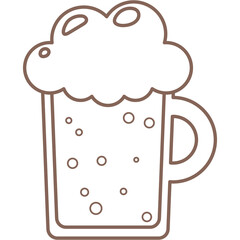 ビールジョッキに入ったビール（線画）