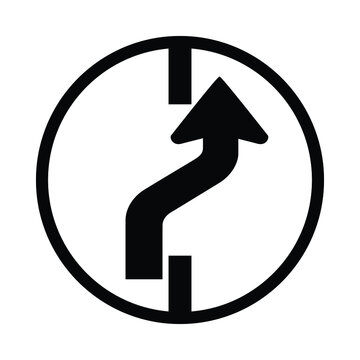 Changing To Left Lane, Changing To Right Lane, Traffic Sign On The Roadside