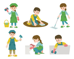 イラスト 掃除をする人