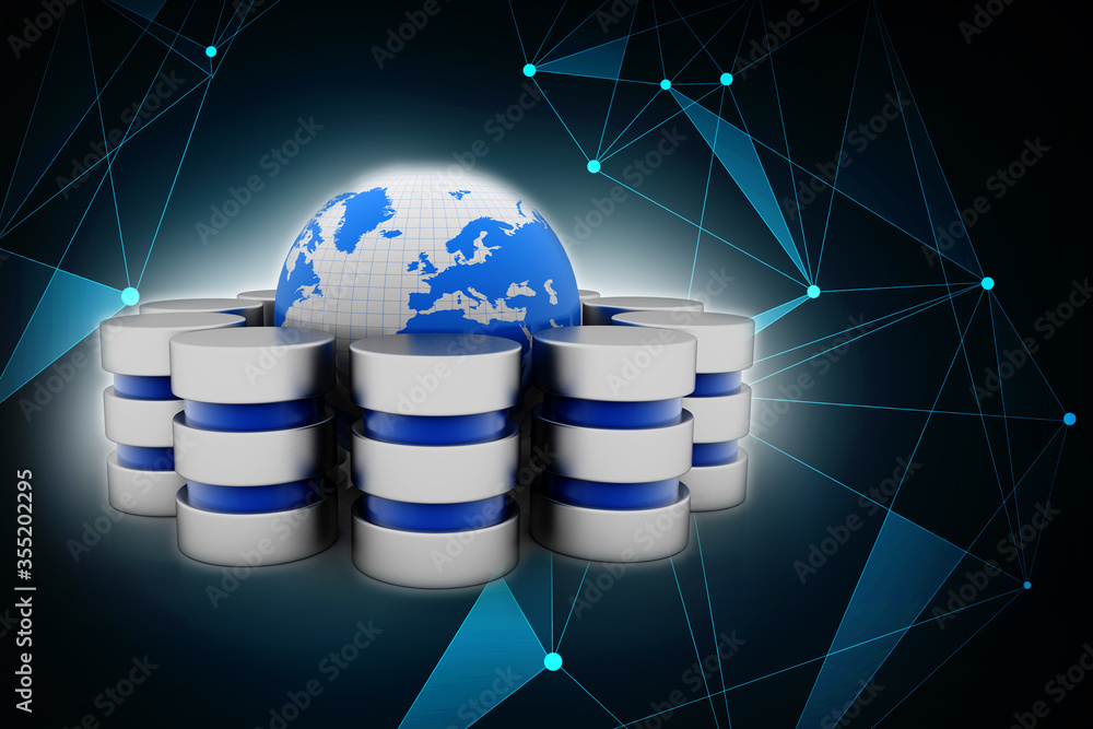 Poster 3d rendering database storage data base