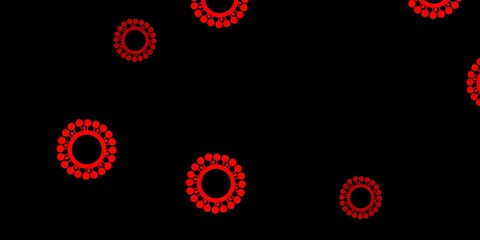 Dark red vector backdrop with virus symbols.