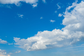 Blue sky with clouds closeup. Nature wallpaper. cloudscape background cloudscape